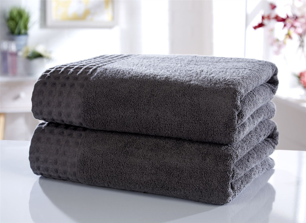 Retreat Towel with waffle trim in 100% luxury pure cotton