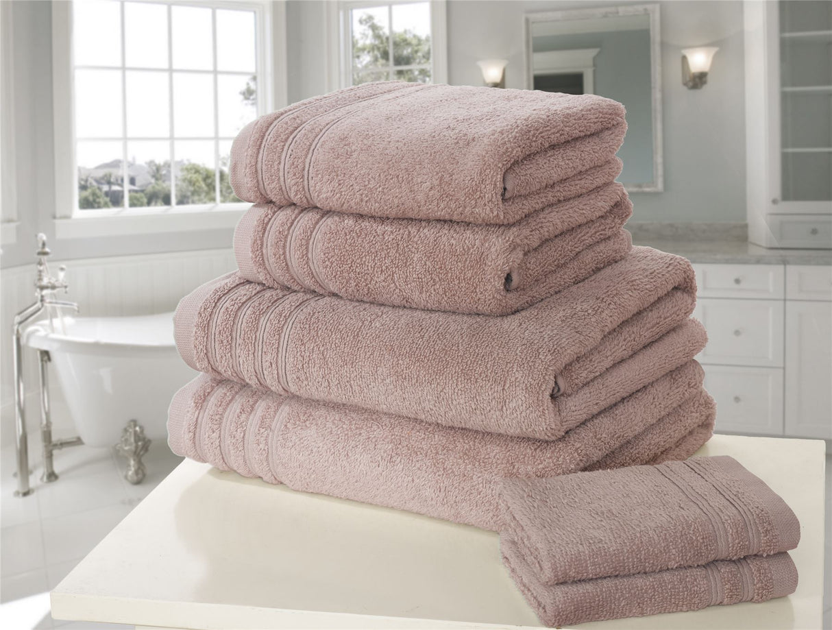 Soft fluffy 100% pure cotton bath towel with matching woven border detail