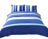 Full view of King size Detroit Duvet Cover with coordinated pillowcases and contemporary stripe pattern