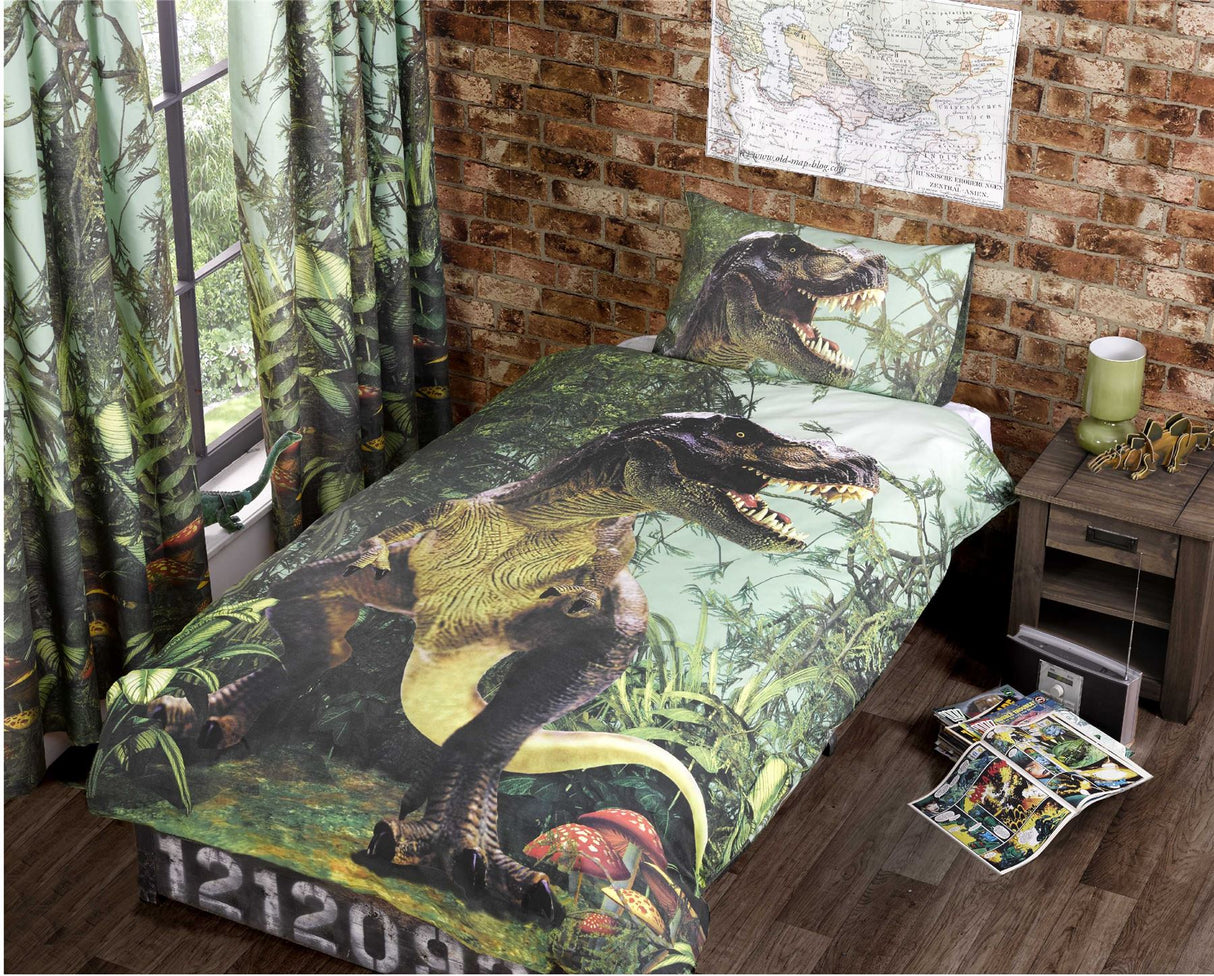 Leafy jungle themed printed curtains measuring 66x72 inches, perfect for children's bedroom decor