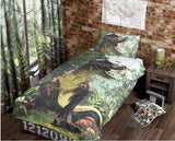 Leafy jungle themed printed curtains measuring 66x72 inches, perfect for children's bedroom decor