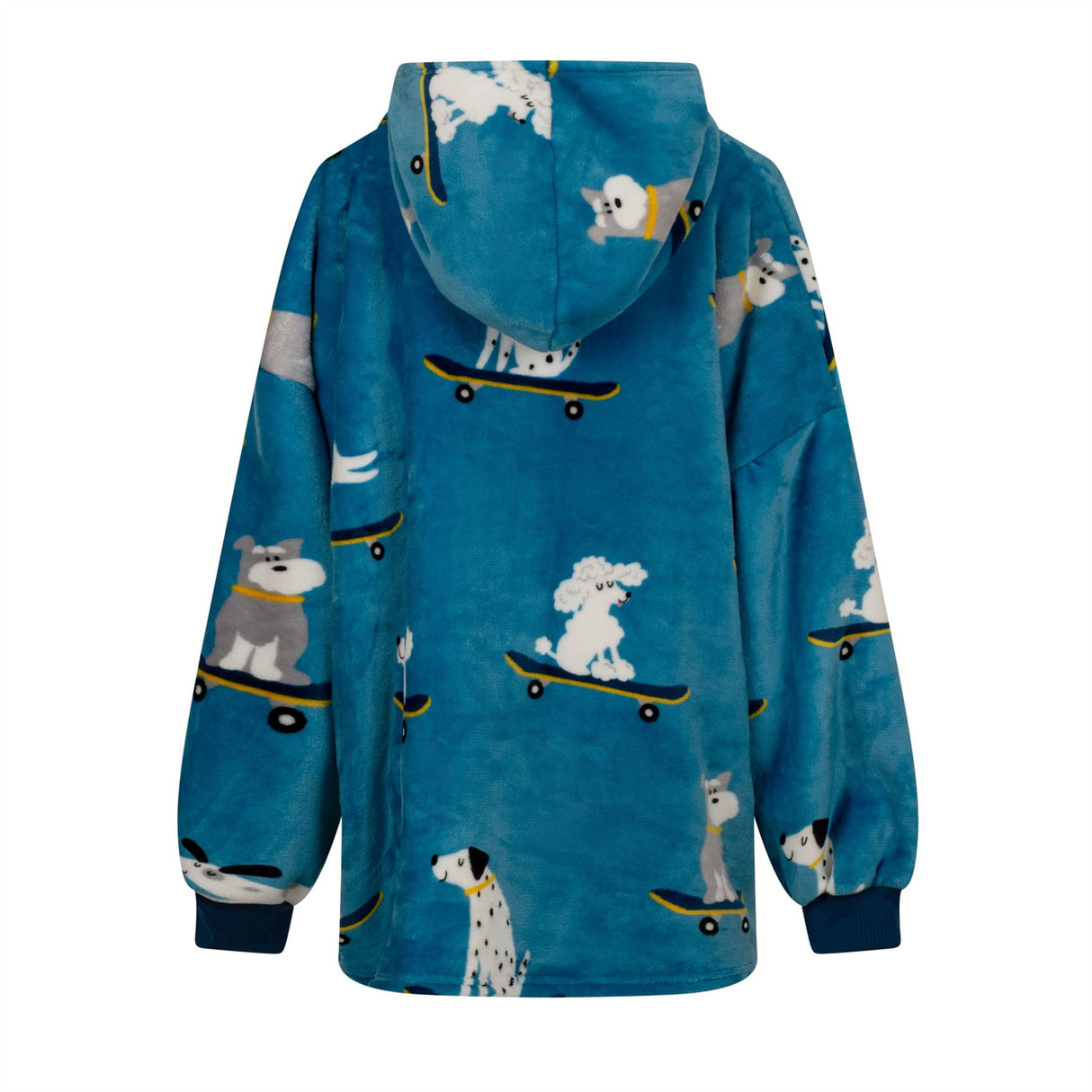 Close-up of a stylish dog in the oversized sherpa fleece hoodie showcasing warmth and comfort
