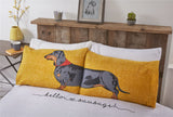 Easycare fabric duvet set with vibrant panel print of endearing dachshund dogs and contrasting reverse for added charm