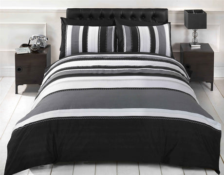 Stylish Detroit Duvet Set featuring complementary banded stripes in modern design