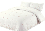 Full view of double-sized Sophie Duvet Set with floral embroidery and lace accents