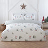 Festive Christmas Microfibre Duvet Set featuring gonks and Christmas trees on white background