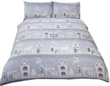 100% brushed cotton duvet set with festive reindeer road design