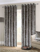 Modern eyelet header crushed velvet curtains with full lining and energy efficiency