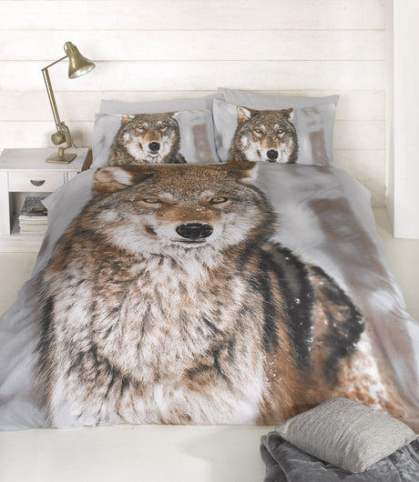 Fantastic wild wolf design duvet cover set with matching pillowcases 
