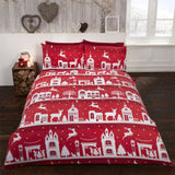 Reindeer Road Brushed Cotton Duvet Set in red and grey