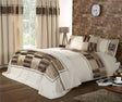 Long rectangular Dortmund Filled Cushion with dazzling chocolate and gold coloured decorative blocks, perfect for adding a touch of glitz and glam to your bedroom decor