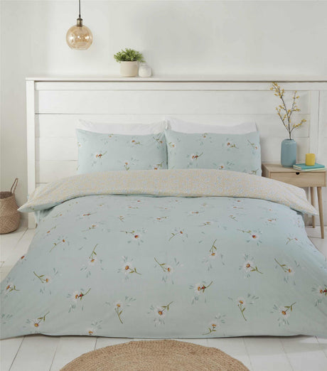 Beautiful blue floral print on Daisy Duvet Set with reversible design and easycare fabric