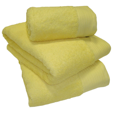 Soft and highly absorbent yellow bath towel crafted from durable 600GSM cotton, designed for long-lasting comfort