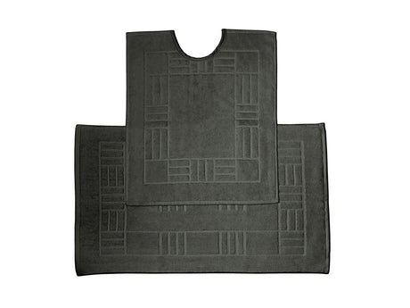Luxurious black bath mat made from 100% combed 600GSM cotton with a thick, lofty pile for durability and softness
