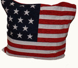 USA flag filled cushion featuring a beautifully textured and soft chenille material