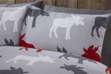 A set of matching pillowcases with the same moose graphic printed on smooth brushed cotton fabric