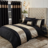 Opulent velvet base featuring the chic Capri Boudoir Cushion complemented by quilted satin detailing and studded edging