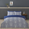 Luxurious Arches Duvet Set featuring a modern geometric pattern in calming ochre or blue