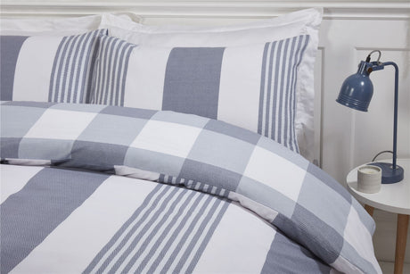 King size duvet cover with eco-friendly fabrics, modern stripe pattern, and matching pillowcases for a sophisticated bedroom look