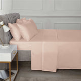 Elegant fitted sheet in a sophisticated design, highlighting the non-iron feature for effortless maintenance