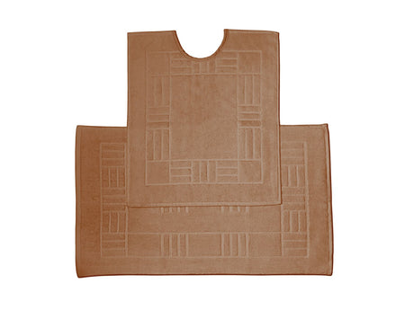 Luxurious chocolate brown Pedestal Mat made from 100% combed 600gsm cotton, showcasing a plush, lofty pile for enhanced durability and lasting softness