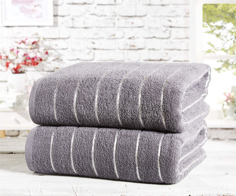 Luxurious Sandringham bath sheet with sophisticated striped design and metallic detailing