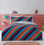 Rich red and white striped duvet cover with matching pillowcases, crafted from soft microfibre