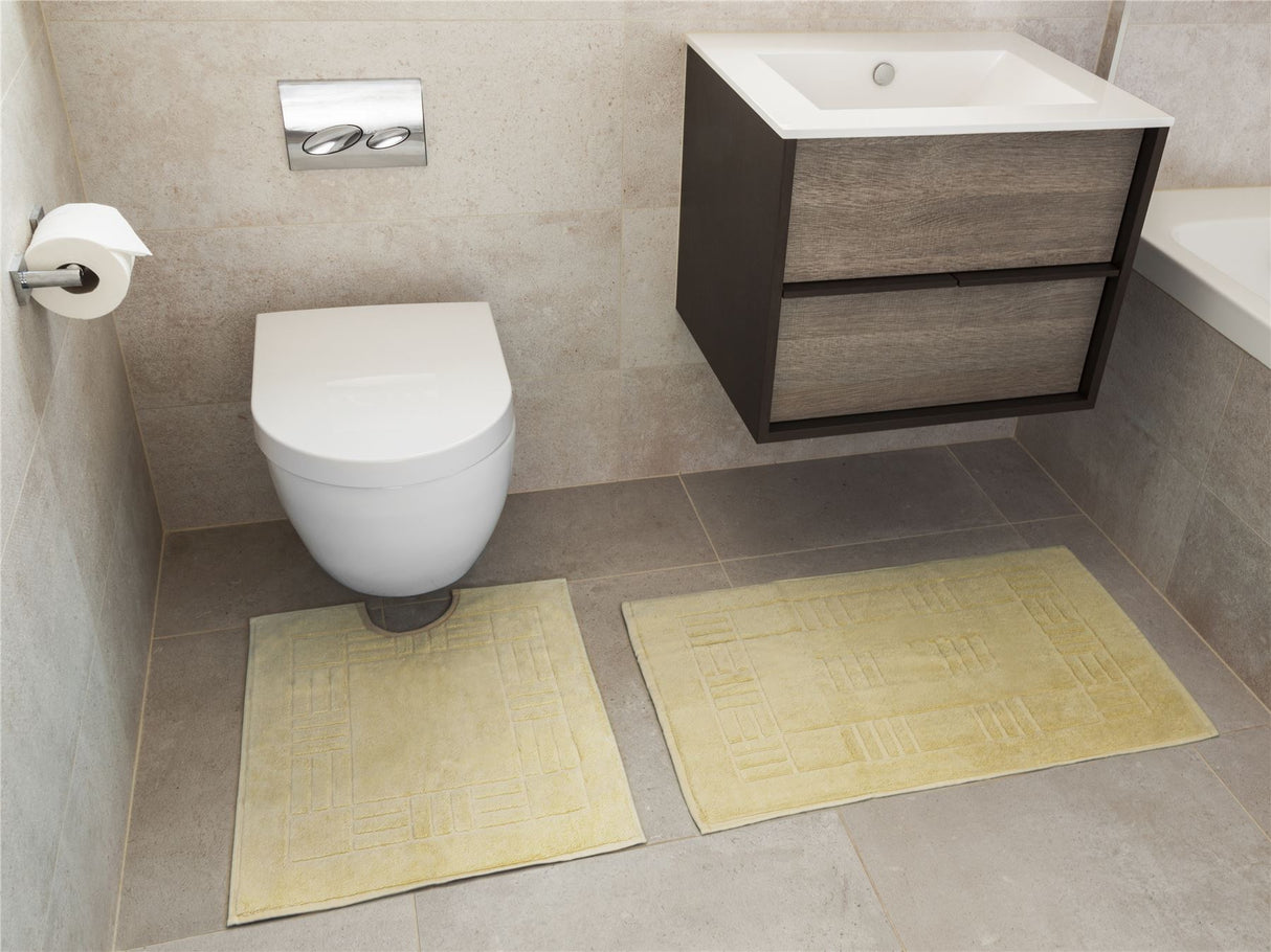 Thick and durable 600gsm cotton pedestal mat in sunny yellow