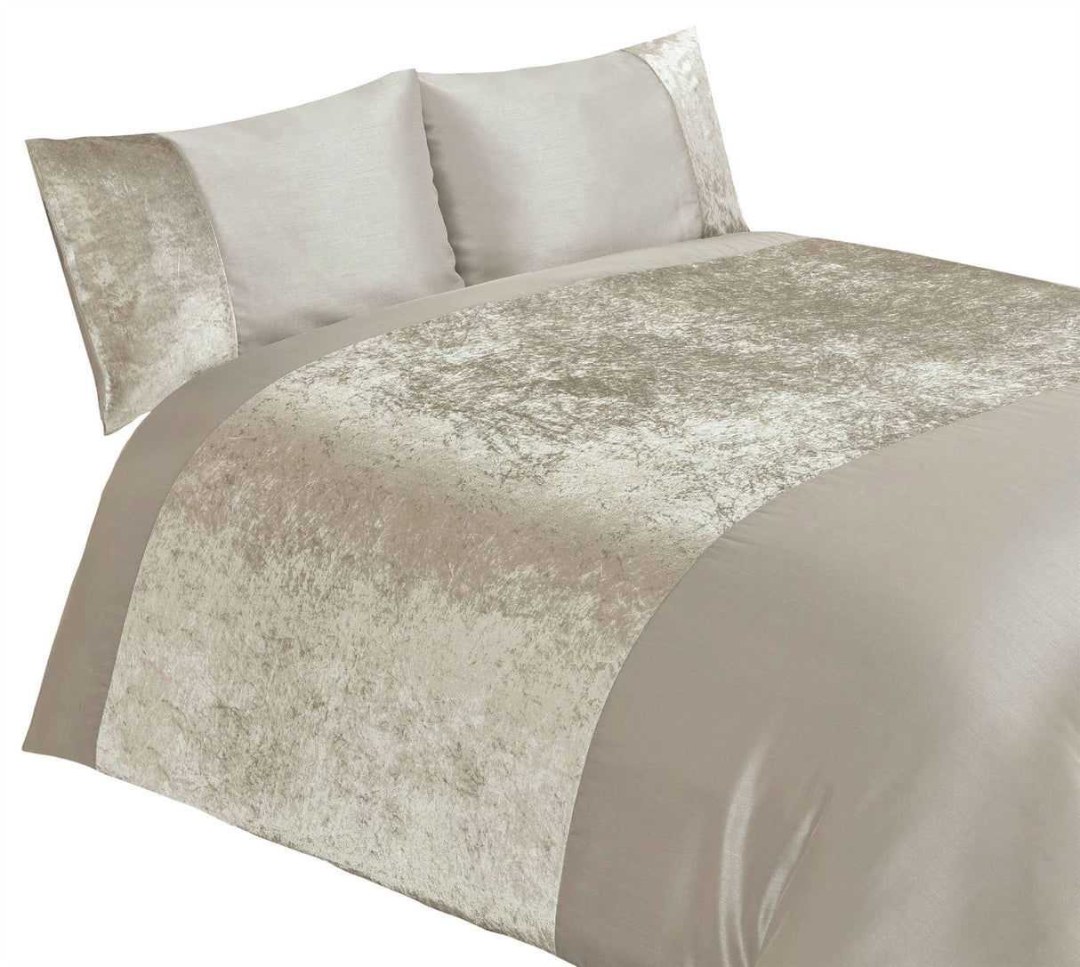 Full view of the velvet duvet set spread out on a bed, highlighting its rich, elegant appearance