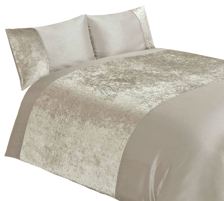 Full view of the velvet duvet set spread out on a bed, highlighting its rich, elegant appearance