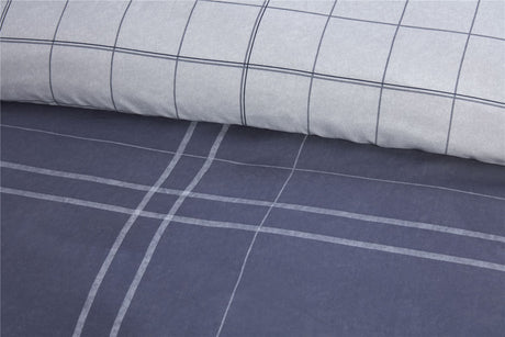 Fully reversible Hudson Bedding Ensemble with easycare fabric, non-iron finish, and convenient popper closing mechanism for comfortable sleep