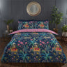 Reversible duvet set with tropical animal and plant print, including matching pillowcases for a coordinated bedroom look