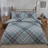Tartan Brushed Cotton Duvet Set printed diagonally with a modern twist