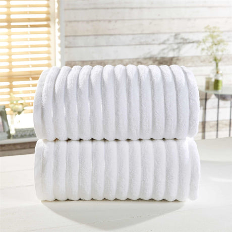 Deluxe face cloth measuring 30x30cm with plush ribbed texture and subtle stripe accents