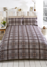 Soft, fully reversible bedding set printed on 100% brushed cotton, combining modern stag imagery with timeless tartan design elements