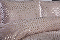An image of the Bellagio Boudoir Cushion in Blush pink with gold foil detailing, measuring 30x50cm