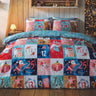 A cosy, festive microfibre duvet set featuring a colourful advent calendar print, with matching pillowcases, designed for easycare, non-iron, and reversible use, perfect for holiday bedroom decor