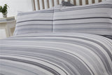 Chic and Minimalist Duvet Set with Textured Stripes in Grey and White