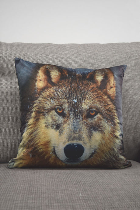 Twilight Wolf Filled Cushion 43X43Cm Multi - Luxuriously soft velvet cushion featuring mystical photographic wolf design