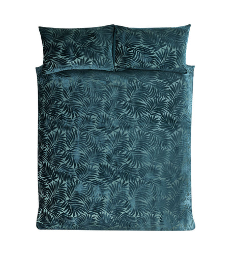 Paloma Duvet Set in rich emerald or navy hues with plain polycotton reverse for comfort