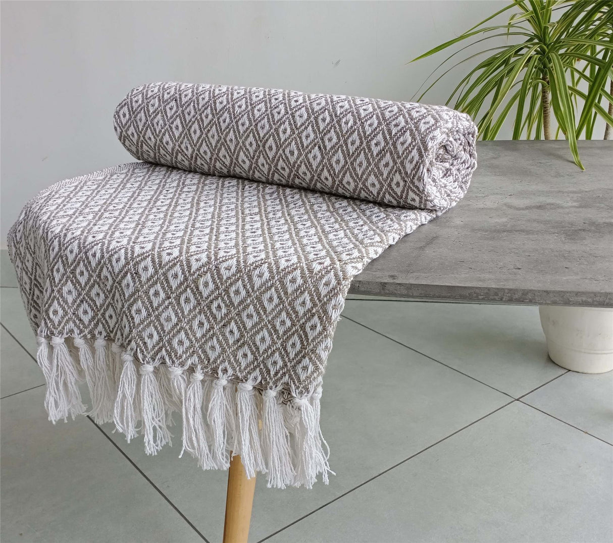 Luxurious Eden Cotton Throw made from recycled fibres with intricate geometric pattern