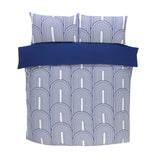 Double size Arches Duvet Set displayed on a bed, highlighting the matching pillowcases and vibrant colours