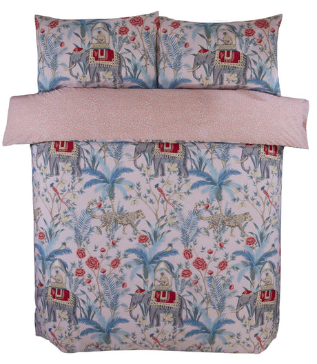 Single size Jungle Expedition Duvet Set comprising duvet cover and matching pillowcase, showcasing vibrant wildlife and foliage patterns