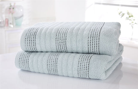 Luxurious 100% combed cotton spa towel with alternating stab stitch border