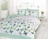 Butterflies fluttering on modern-themed Flutter Duvet Set featuring reversible designs for nature lovers