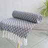Elegant Eden Cotton Throw featuring a detailed geometric pattern and sustainable recycled cotton material