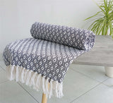Elegant Eden Cotton Throw featuring a detailed geometric pattern and sustainable recycled cotton material