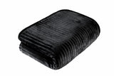 Stylish sofa adorned with a vibrant ribbed faux fur blanket for a chic home décor accent