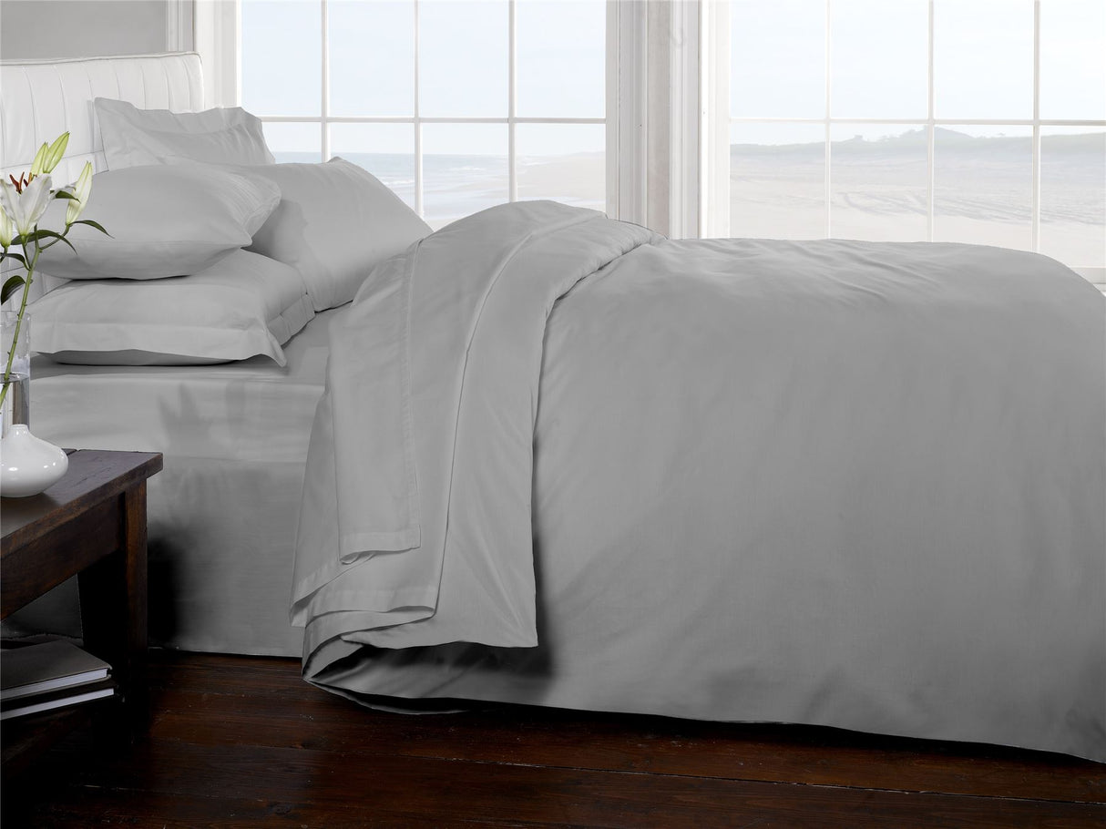 Detailed view of the classic 200 thread count cotton pillowcase, highlighting its fine percale weave and durable quality