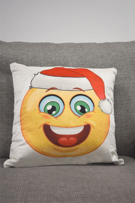 Christmas Icons Filled Cushion 43X43Cm Multi featuring fun emoji-style festive prints on velvet fabric